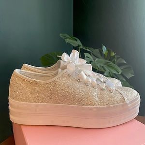 Kate Spade X Keds triple platform glitter sneakers